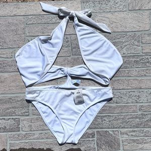 ASOS Wrap Around One Piece Swimwear White Size 8 💗